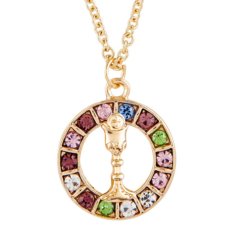 Multi-Colored Chalice Pendant and Earrings Set