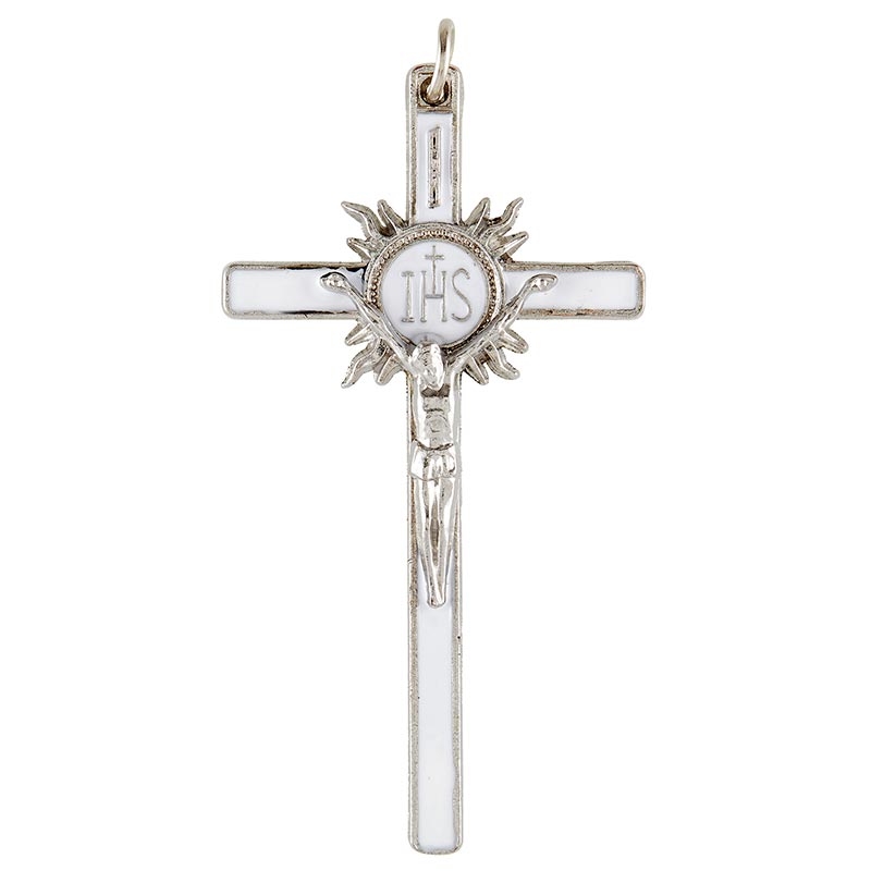 White/Silver First Communion Crucifix Pendant