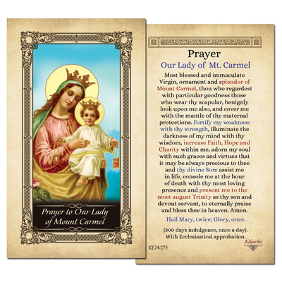 Our Lady of Mount Carmel Kilgarlin Laminated Prayer Card