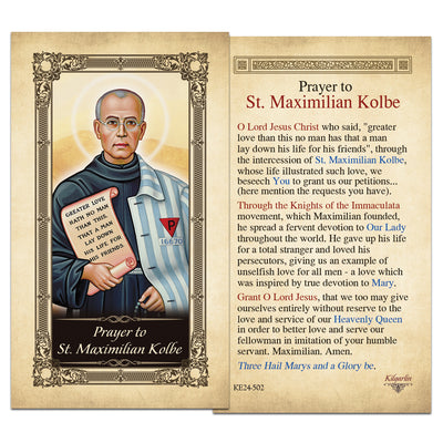 St. Maximilian Kolbe Prayer Card