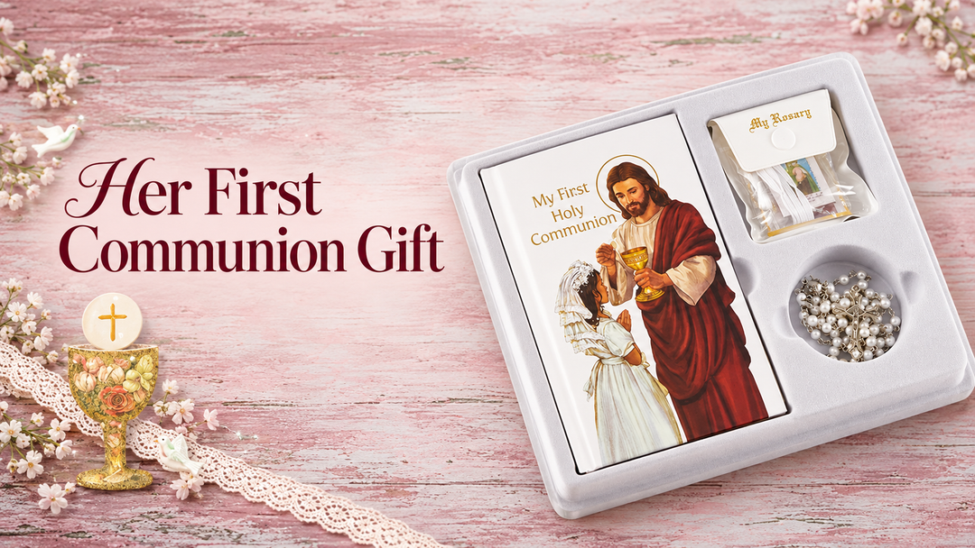 Holy Sacrament Girl First Communion Boxed Set displayed as a Catholic gift.