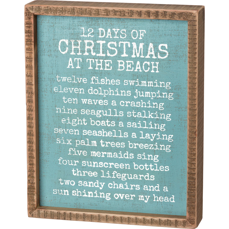 12 Days Of Christmas At The Beach Inset Box Sign (Pack of 2)