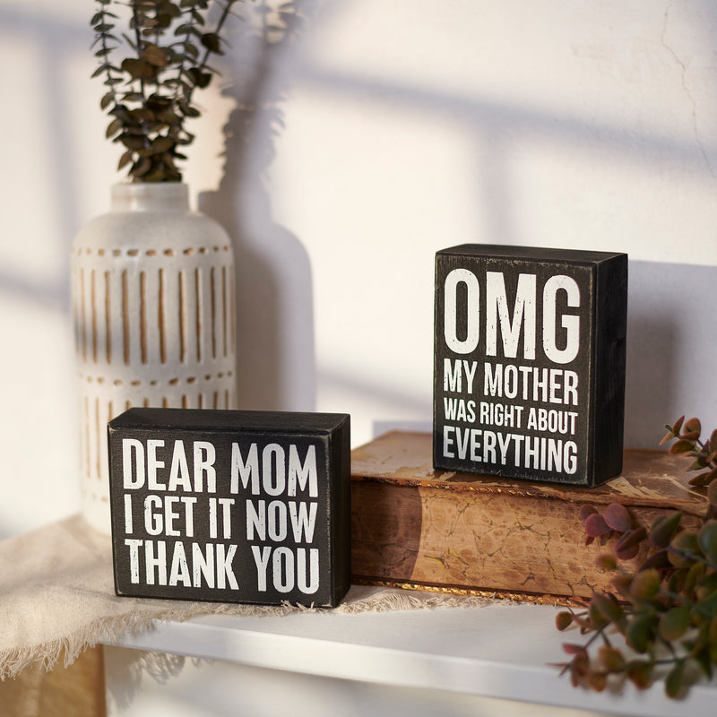 OMG My Mother Was Right Box Sign  (Pack of 2)