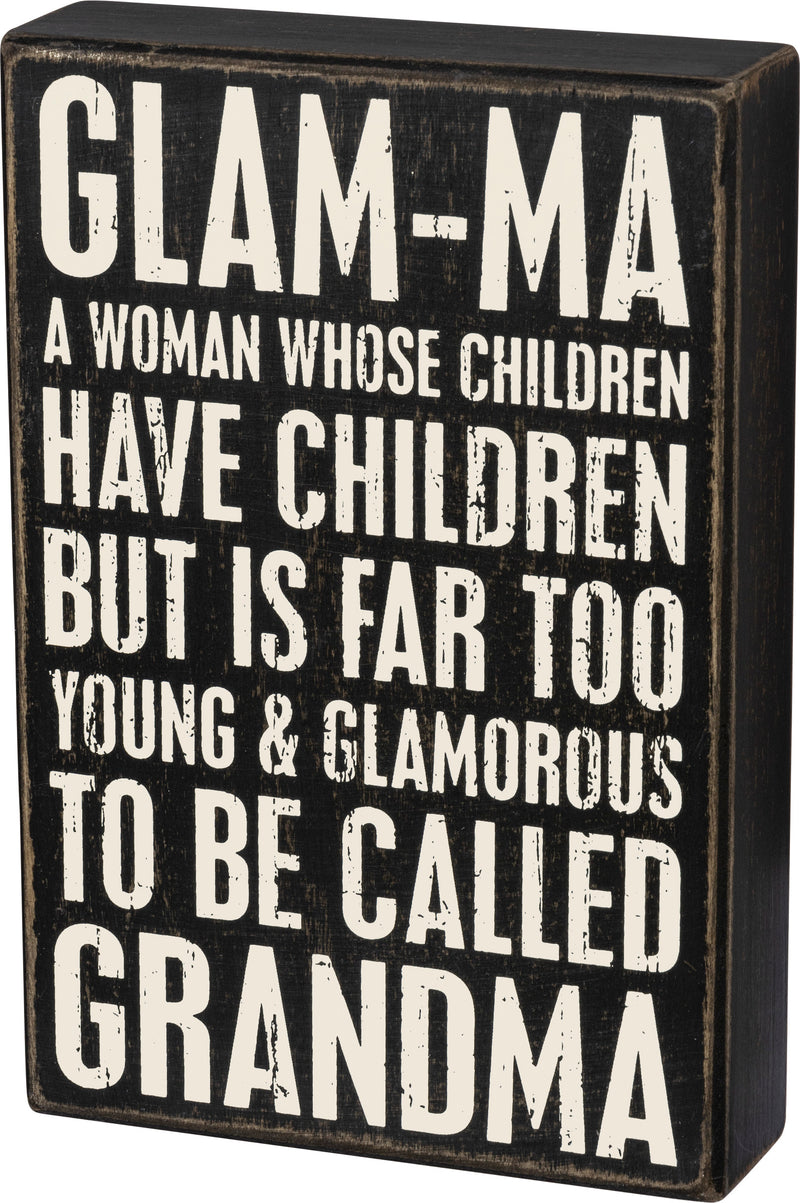 Glamma Too Young To Be Called Grandma Box Sign  (Pack of 2)