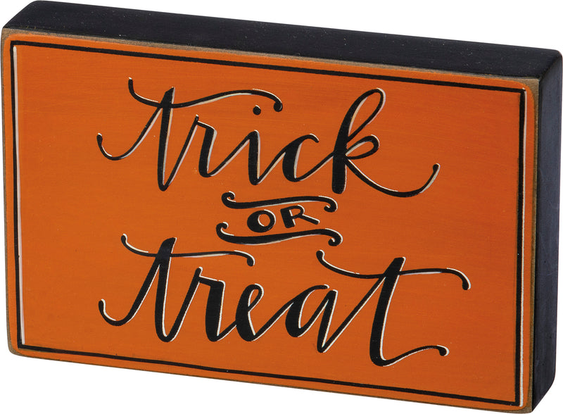 Trick Or Treat Block Sign  (Pack of 4 )