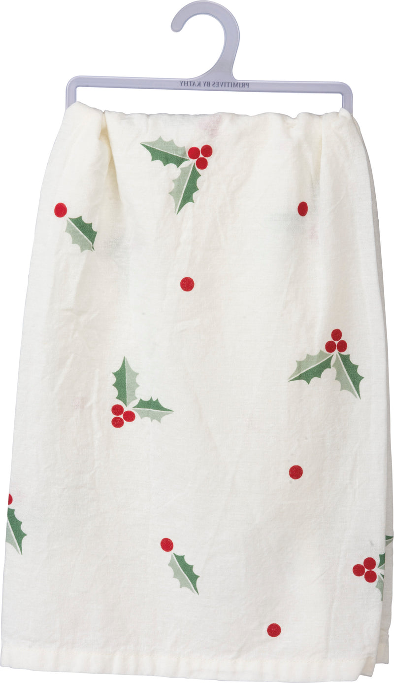 Have Yourself A Merry Christmas Holly Kitchen Towel (Pack of 6)