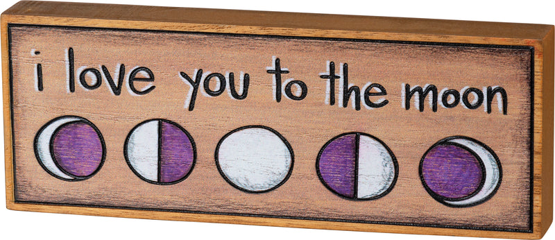 I Love You To The Moon Block Sign  (Pack of 2)