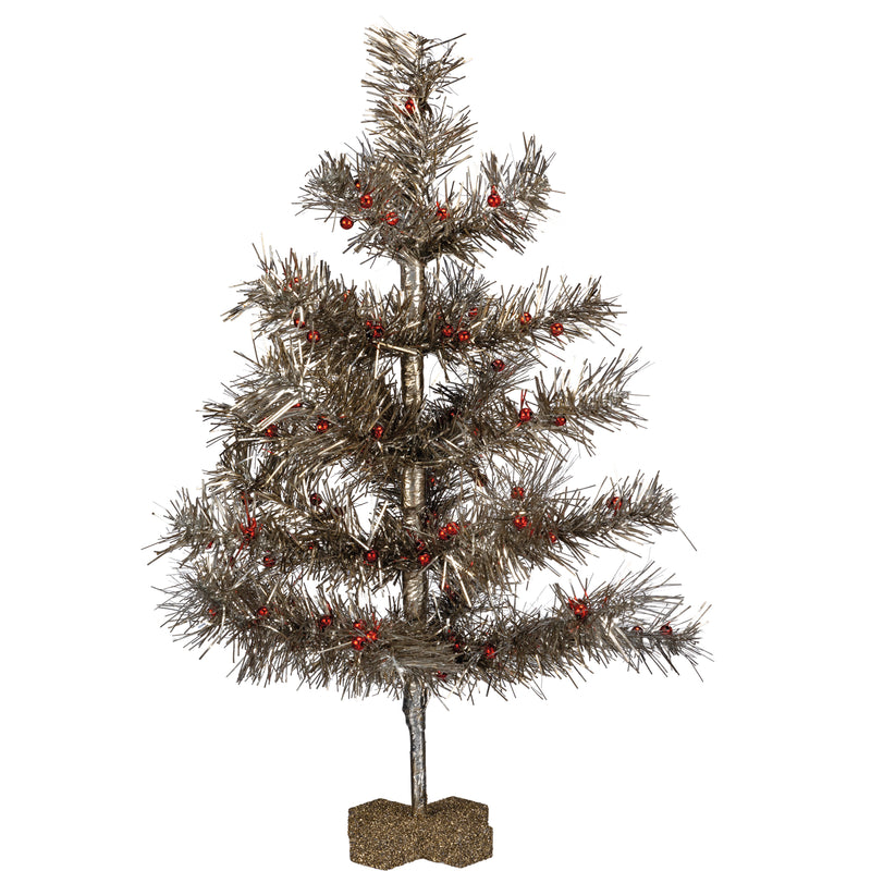 Silver Tinsel Christmas Tree ( Pack of 4)