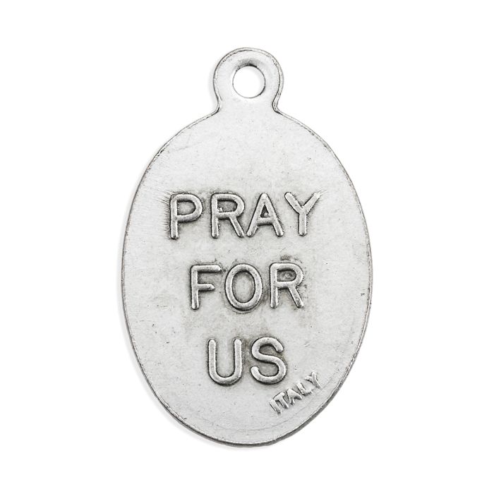 1" Saint Elizabeth Seton - Pray for Us Silver Ox Medal showing the engraved message &