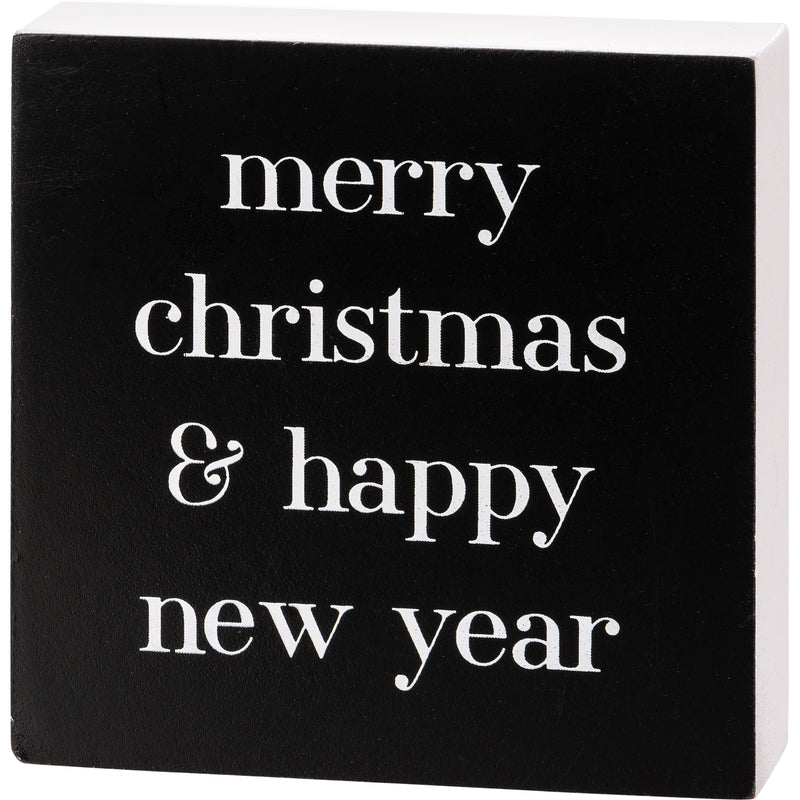 Merry Christmas & Happy New Year Block Sign (PACK OF 1)
