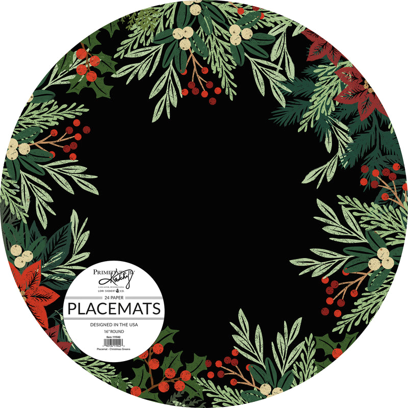 Christmas Greens Paper Placemat(4 PK24)