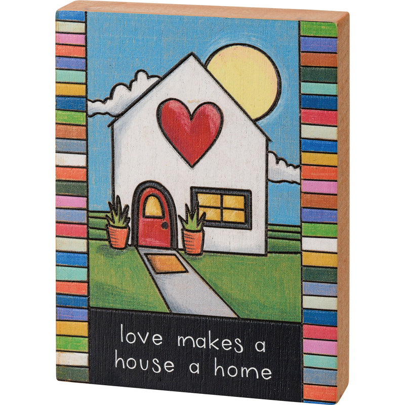Love Makes A House A Home Block Sign  (Pack of 4)
