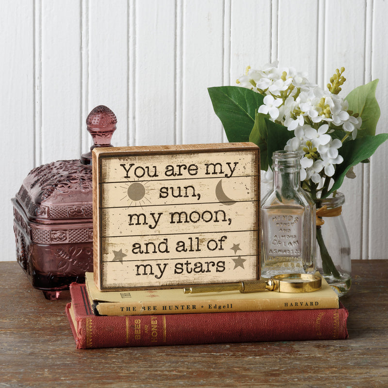 You Are My Sun My Moon And My Stars Block Sign  (Pack of 4)