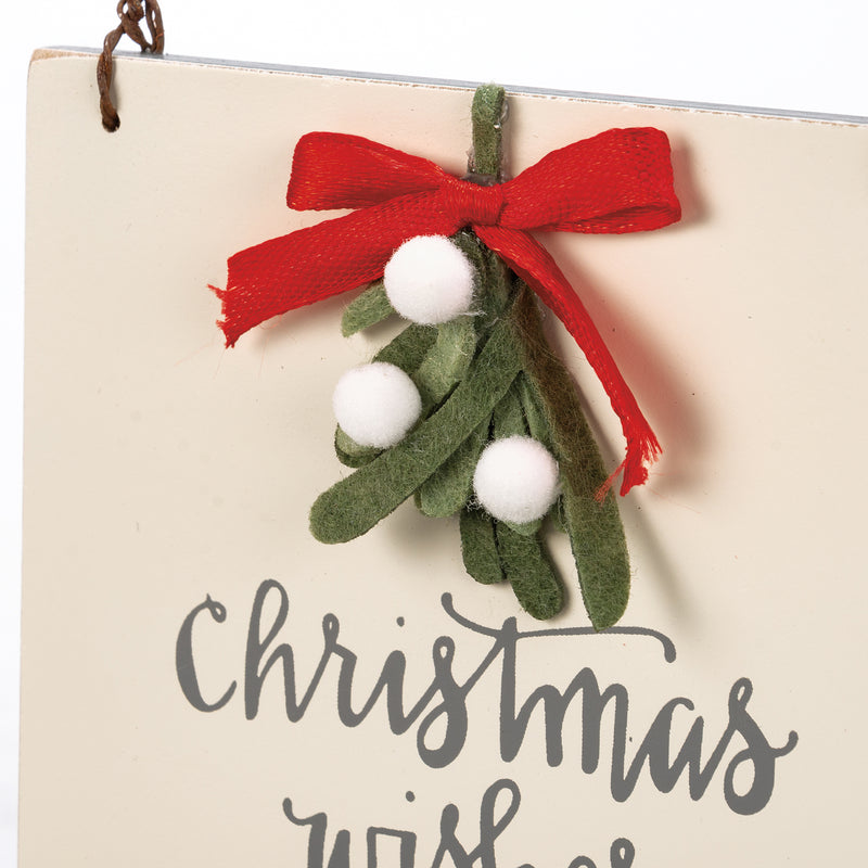 Christmas Wishes Mistletoe Kisses Ornament (Pack of 4)