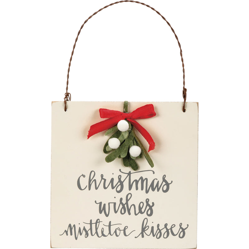 Christmas Wishes Mistletoe Kisses Ornament (Pack of 4)