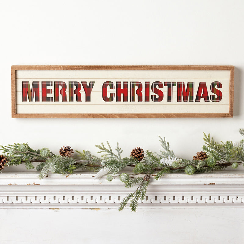 Merry Christmas Inset Slat Box Sign (Pack of 2)