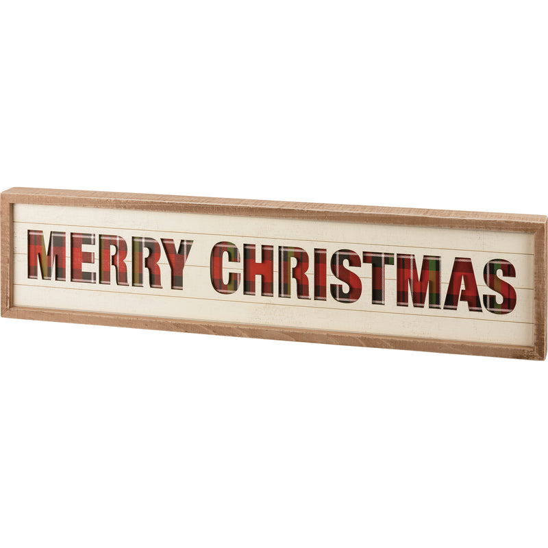 Merry Christmas Inset Slat Box Sign (Pack of 2)