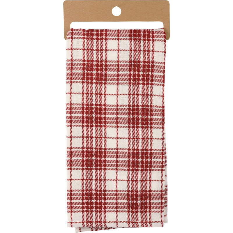 Merry Christmas Red Plaid Kitchen Towel(PACK OF 3)