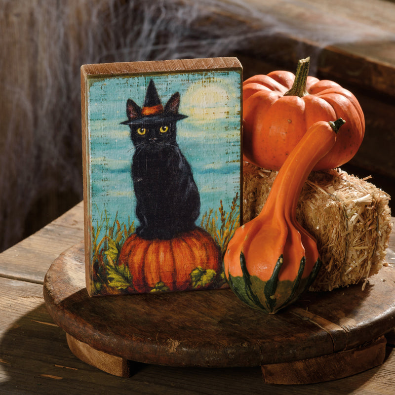 Cat Witch Block Sign  (Pack of 4)