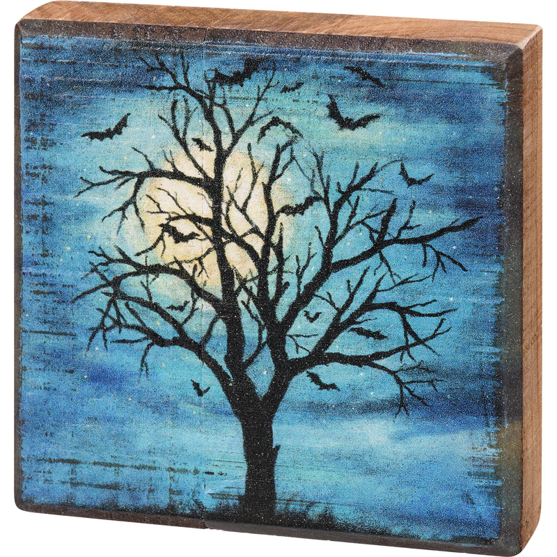 Haunted Tree Block Sign  (Pack of 4)