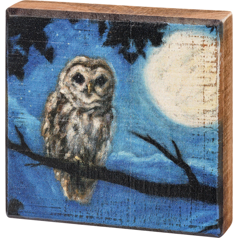 Owl Block Sign  (Pack of 4)