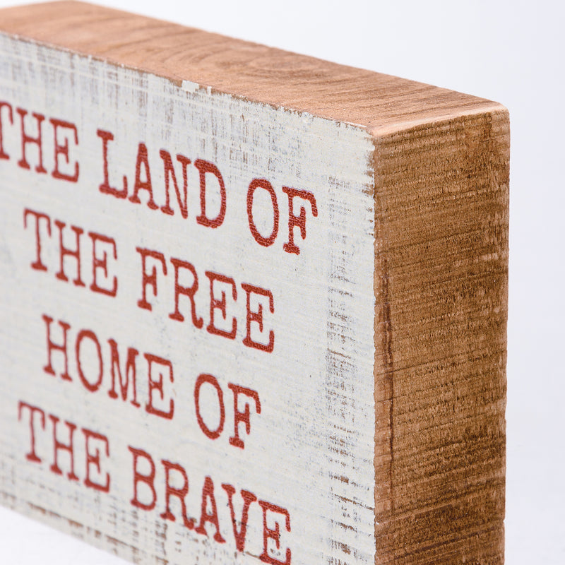 Land Of The Free Home Of The Brave Block Sign  (Pack of 4)