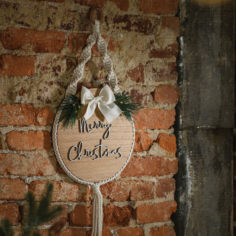 Merry Christmas Natural Hanging Decor(PACK OF 2)