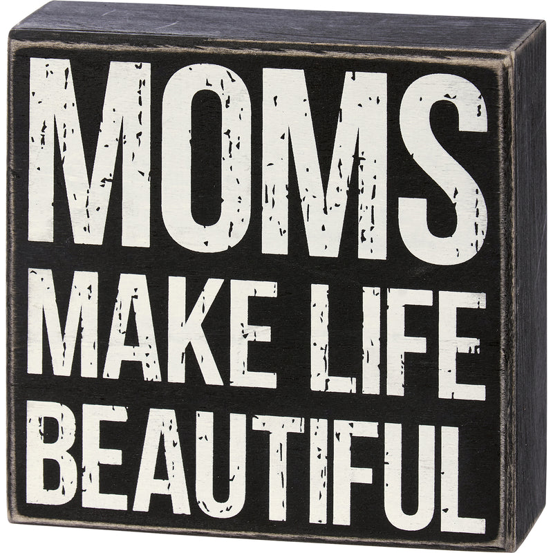 Moms Make Life Beautiful Box Sign  (Pack of 2)