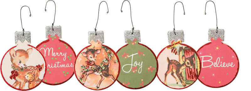 Retro Christmas Deer Ornament Set (4 ST3)