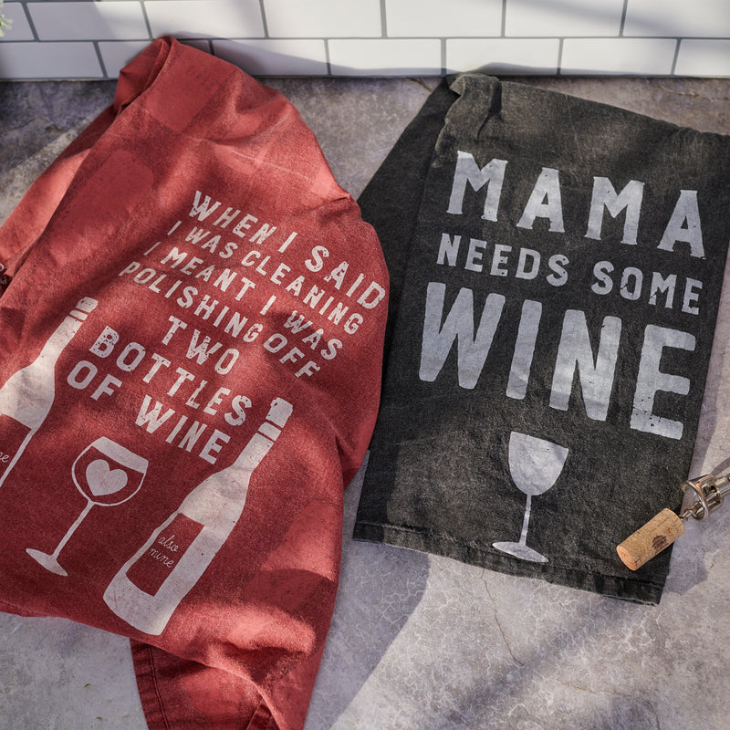 Mama Needs Some Wine Rustic Kitchen Towel  (Pack of 6)