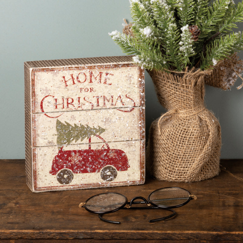 Home For Christmas Slat Box Sign (Pack of 2)