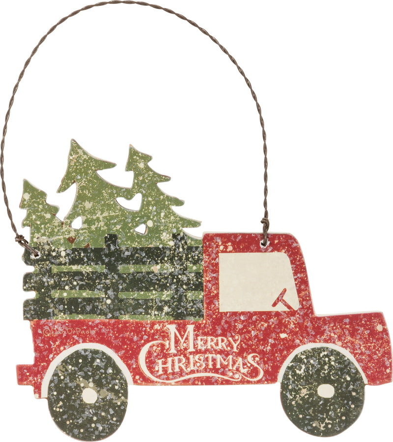 Tree And Truck Merry Christmas Ornament (Pack of 6)