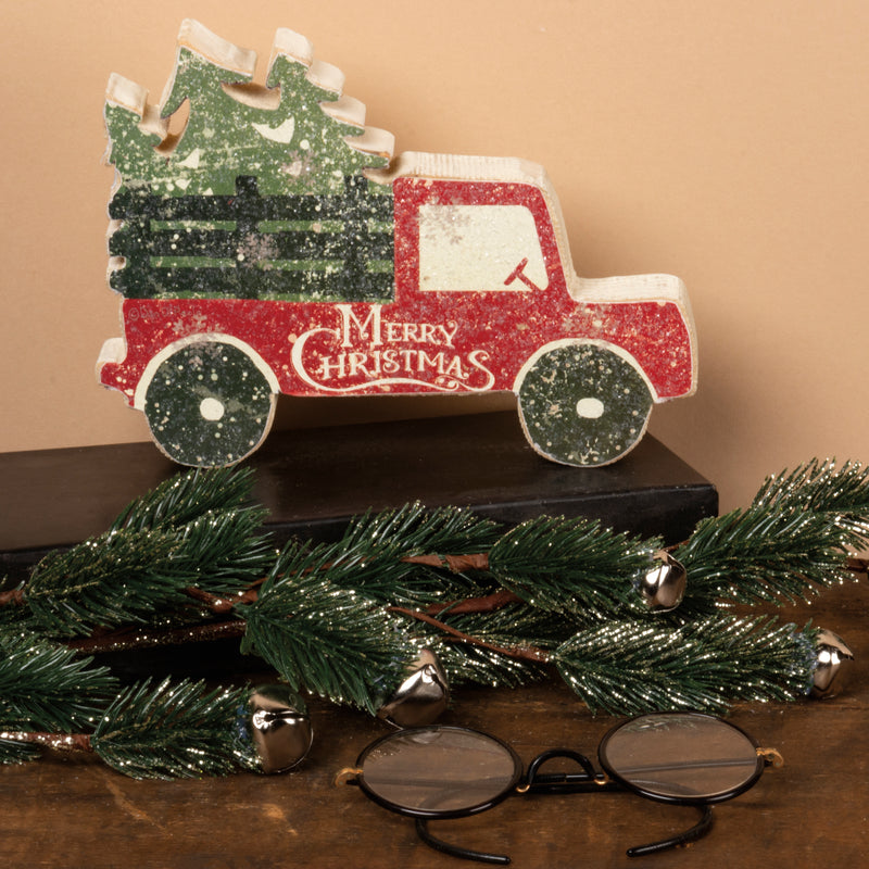 Tree And Truck Merry Christmas Chunky Sitter (Pack of 4)