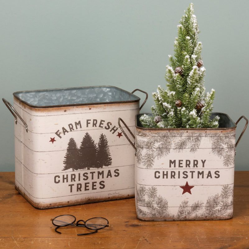 Farm Fresh Christmas Trees Bin Set (Pack of 2)