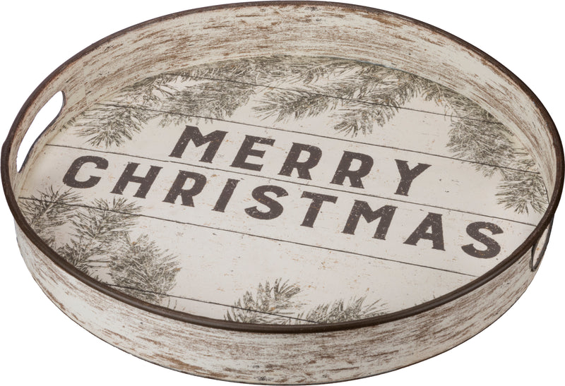 Merry Christmas Rustic Tray (Pack of 2)