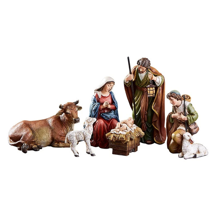 5 inch Michael Adams 6-piece Nativity set by Avalon Gallery crafted from detailed stone resin.