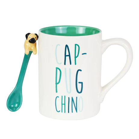 Cap-Pug-Cino Mug with Spoon Se