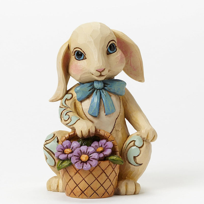 Heartwood Creek Hopeful Hopping Pint Sized Easter Bunny with Basket Figurine