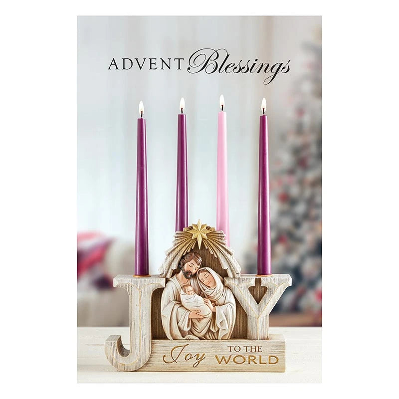 Advent Blessings Greeting Card with elegant gold foil embossed Catholic design.