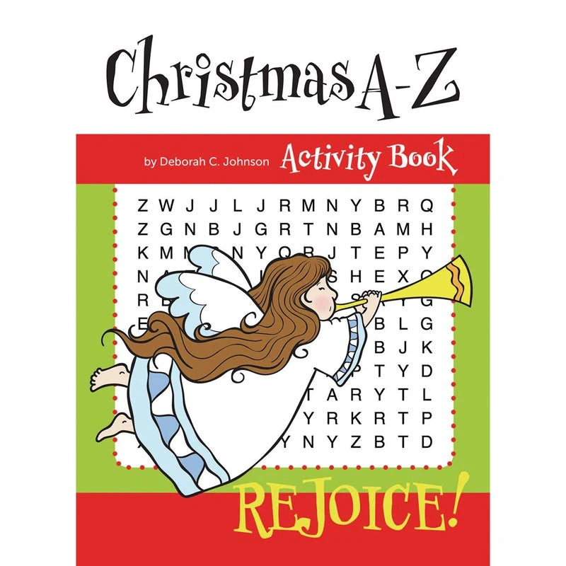 Aquinas Kids Christmas A-Z Activity Book for children ages 5 to 9 with puzzles and Christmas activities.
