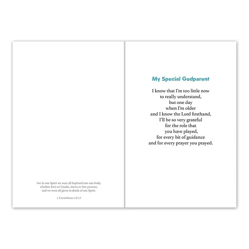Baptism Thank You Card for Godparents with Dove – Catholic Christening Greeting Card