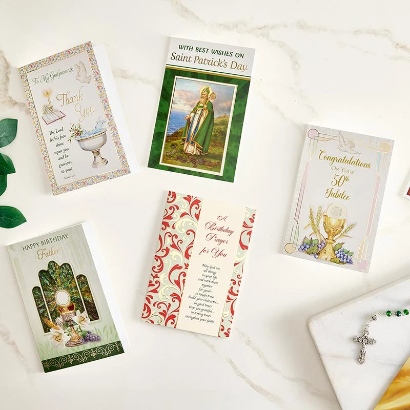 Baptism Thank You Card for Godparents with Flowers – Catholic Christening Card
