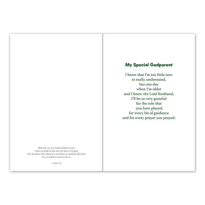 Baptism Thank You Card for Godparents – Floral Catholic Christening Greeting