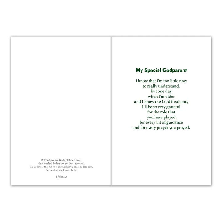 Baptism Thank You Card for Godparents – Floral Catholic Christening Greeting