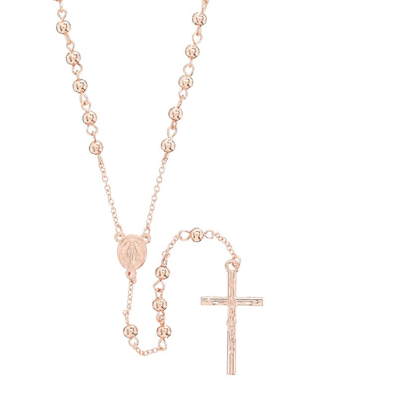 Baptism keepsake gift set for girls with stainless steel rosary and ceramic rosary box