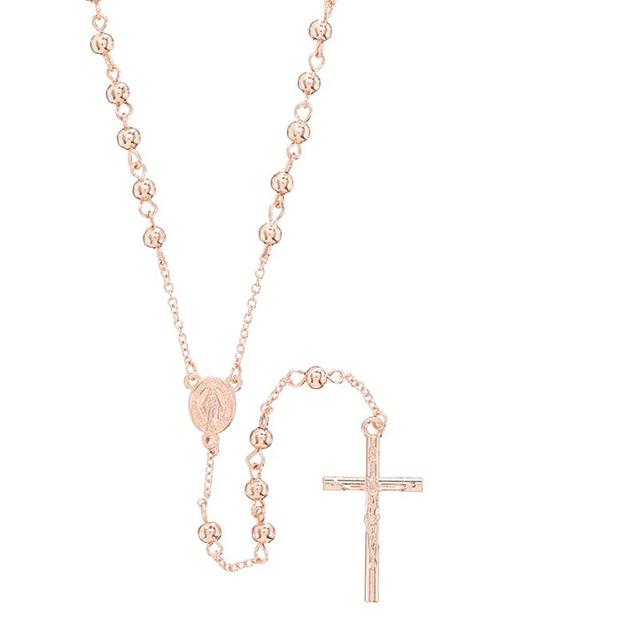 Baptism keepsake gift set for girls with stainless steel rosary and ceramic rosary box