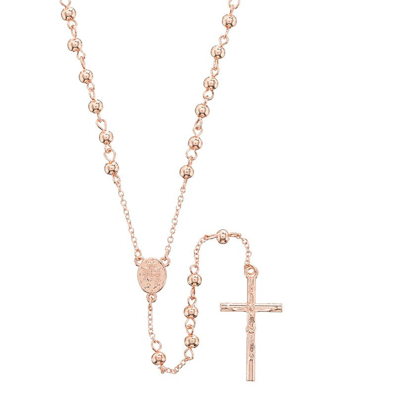 Baptism keepsake gift set for girls with stainless steel rosary and ceramic rosary box