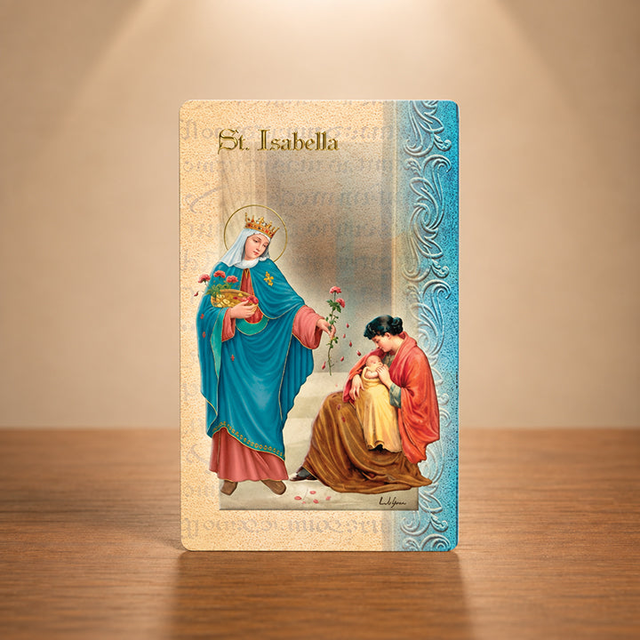 Saint Isabella Catholic biography folder with Fratelli Bonella gold stamped artwork