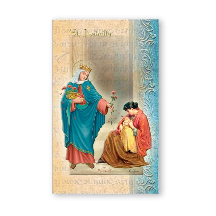 Biography Folder of Saint Isabella with prayer feast day and patron attributes