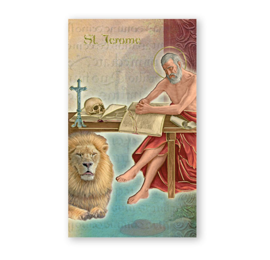 Biography of Saint Jerome with prayer feast day and patron attributes